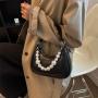 Designer PU Leather Hobo Handbags For Women Custom Pearl Love Chain Shoulder Trap Bag Women's Hobo Bags