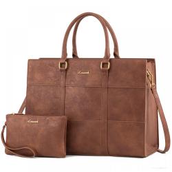 LOVEVOOK fashion ladies 15.6inch laptop tote handbags for women Vintage PU leather work business school office 2pc handbags sets