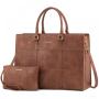 LOVEVOOK fashion ladies 15.6inch laptop tote handbags for women Vintage PU leather work business school office 2pc handbags sets