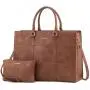 LOVEVOOK fashion ladies 15.6inch laptop tote handbags for women Vintage PU leather work business school office 2pc handbags sets
