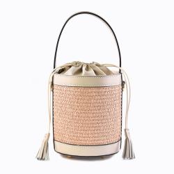 2024 New Beach Straw Bag Seaside Vacation Shoulder Bucket Bag Straw Bag for Women