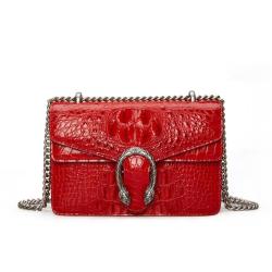 Customized genuine crocodile skin leather women square flap chain shoulder bag handbag for women famous brand