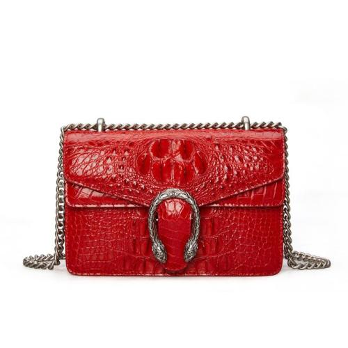 Customized genuine crocodile skin leather women square flap chain shoulder bag handbag for women famous brand