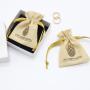 Screen Printing Natural Jute Linen Lipstick Jewelry Pouch Small Burlap Wedding Gift Drawstring Bag