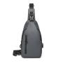 Wholesale Custom PU Leather USB Charging Sport Crossbody Sling Bag Travel Hiking Male Anti-Theft Chest Bag