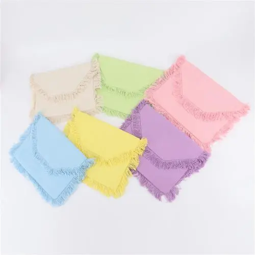 Keymay New Design RTS Fast Shipping Low MOQ 6 Colors Women Cute Fringe Canvas Wallet Clutch Evening Bag Canvas Clutch Bag