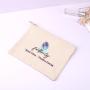 Custom Hot Stamping Natural Canvas Makeup Zipper Bag Organic Promotion Cotton Canvas Cosmetic Pouch