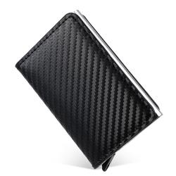 Hot Sale Men RFID Automatic Popup Aluminum Alloy Case Wallet Credit Card Holder Business Microfiber Leather Wallet For Men