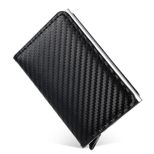 Hot Sale Men RFID Automatic Popup Aluminum Alloy Case Wallet Credit Card Holder Business Microfiber Leather Wallet For Men