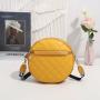 Gelory Fashion PU Leather Embroidered Crossbody Bag Vintage Small Round Shoulder Bag For Women