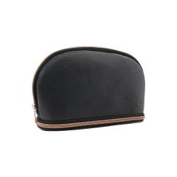 Black leather travel makeup storage women brush organizer zipper cosmetic bag gift