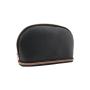 Black leather travel makeup storage women brush organizer zipper cosmetic bag gift