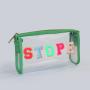 Keymay New Design Grass Green Waterproof Transparent Toiletry Bag Travel PVC Cosmetic Bag Clear Pouch With Zipper for