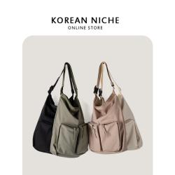 Large Capacity Nylon Material Soft Handbag Shoulder Shopping Tote Bag With Design Shopping Bags Women Shoulder