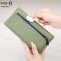 ZF256 RFID Unisex Long Soft Leather Anti-theft Money Clip Zipper  Pockets Checkbook Cover Slim Card Holder Simple Coin Wallet