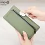 ZF256 RFID Unisex Long Soft Leather Anti-theft Money Clip Zipper  Pockets Checkbook Cover Slim Card Holder Simple Coin Wallet