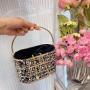 HR615 Women's Dinner Bag Fashion Metal Hollow Sequin Bucket Evening Clutch Bag Luxury One Shoulder Crossbody Party Handbag