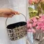 HR615 Women's Dinner Bag Fashion Metal Hollow Sequin Bucket Evening Clutch Bag Luxury One Shoulder Crossbody Party Handbag