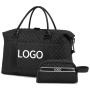 Custom 2PCS/SET Travel Overnight Weekender Bag with Toiletry Bag Carry On Sports Tote Gym Duffel Bag for Women
