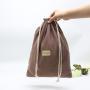 Custom Label Dust Drawstring Gauze Cotton Cloth Dust Packaging Pouch Navy Blue Cotton Gift Shoe Bag