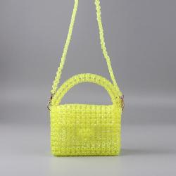 Custom candy color acrylic square resin beaded chain bag Wholesale Vintage Handmade Woven Beaded Shoulder Clutch Evening Bags