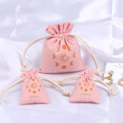 Custom Logo Printing Mini Muslin Ring Jewelry Small Cotton Drawstring Bag Organic Muslin Pouch
