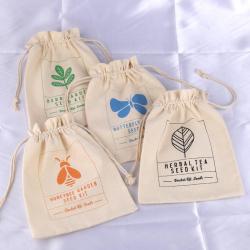 Reusable Custom Logo Printed Cotton Drawstring Dust Bag For Gift Handbag Hat Shoe Packaging Dost Cotton Pouch