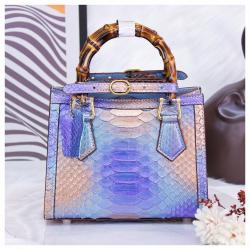 Sac A Main Mode Bolsa De Mao Custom Bamboo Handle Luxury Genuine Snake Skin Leather Women Shoulder Bag Handbag For Women Luxury