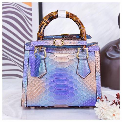 Sac A Main Mode Bolsa De Mao Custom Bamboo Handle Luxury Genuine Snake Skin Leather Women Shoulder Bag Handbag For Women Luxury