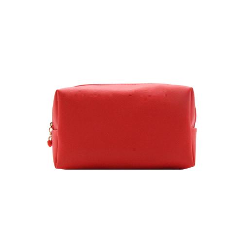 Wholesale plain pu leather makeup bag medium organizer red cute makeup kit pouch
