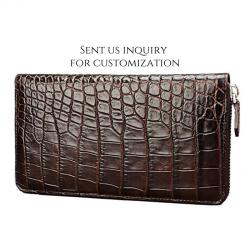OEM Customized Custom Men's Luxury Real Genuine Alligator Crocodile Skin Leather Long Wallets Casual Zipper Wallet Cutch For Men