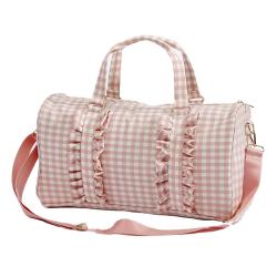 Best Products Low MOQ Stock Outdoor Oversized Gingham Travel Storage Bag Ladies Gym Bag Duffle Bag For Girls