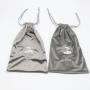 Custom Embroidery Logo Velvet Drawstring Dust Cloth Shoe Bag Large Gray Velvet Gift Shopping Bag For Shoe