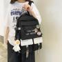 HR033 Teenage Kids Nylon School Bags College Students Leisure Laptop Backpack Popular Cute Pendant Mobile Phone Multiple Bags