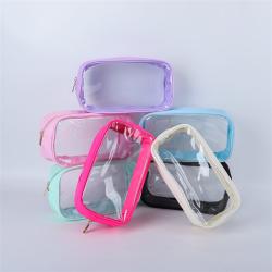 Keymay RTS Stock 7 Colors S M L XL Custom Logo Waterproof Pvc Clear Makeup Bag Transparent Lipstick Pouch Small Cosmetic Bag