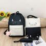 KBW529 Hot Selling New Women Shoulder Bag Fashion Trend Four Sets of Canvas Cat Print Backpack Student Schoolbag