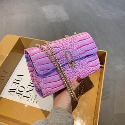 Hand Bag Woman's Shoulder Bag with Chain Designer/luxury Low MOQ 2024 New Fashion Gradient Crocodile PU Leather Single OEM ODM