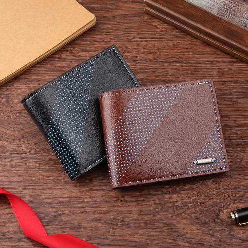 New men's wallet short multi-card fashion leisure money clip male youth thin section two fold horizontal soft leather wallet