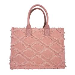 2024 Custom Fashion Denim Tote Bag For Women Jeans Leather Handbag With Bowknot
