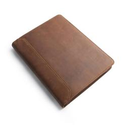 Custom Zipper Padfolio Folder A4 Notebook Leather Cover Agenda Planner Leather Padfolio Organizer With 3 Ring Binder