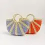 Custom 2024 Handmade Woven Straw Beach Bag For Summer Women With Colorful Handle Design