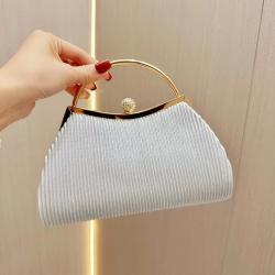 Womens Golden Glitter Clutch Purse Pleated Evening Bag with Rhinestone Ring for Bridal Wedding Party Women Casual Handbags A23