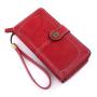 KBW536 New Hollow Coin Purse Female Oil Leather Cell Phone Bag Long Zipper Handbag Fashion Tri-fold Card Bag