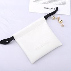 Custom Logo Printed PU Leather Drawstring Cosmetic Gift Bag Mini Waterproof Leather Money Pouches