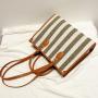 2024 Custom Stripe Canvas PU Tote Bags For Women Ladies Hand Bag Set With Pouch