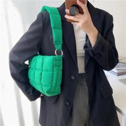 Factory New Quilted Cotton Women's Hand Bag Solid Color Ladies Shoulder Bag Fashion Plaid Female Unique Handbags