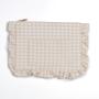 Cute Ruffled Spring Cute Girls Ladies Women Polyester Gingham Bag Ruffles Makeup Pouch Bag Travel Cosmetic Zipper Flat Pouch