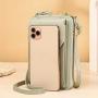 XL118 Imported Long Soft Leather Mini Women's Mobile Phone Bag Korean Shoulder Bag Zip Money Clip Crossbody Bag