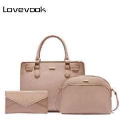 LOVEVOOK wholesale hot sale handbag women PU leather shoulder crossbody bag ladies clutch wallet 3 pcs bag set2021