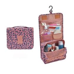 Fashion Multi Color Custom Logo Pink Leopard Large Cosmetic Makeup Travel Organizer Hanging Folding Toiletry Bag
